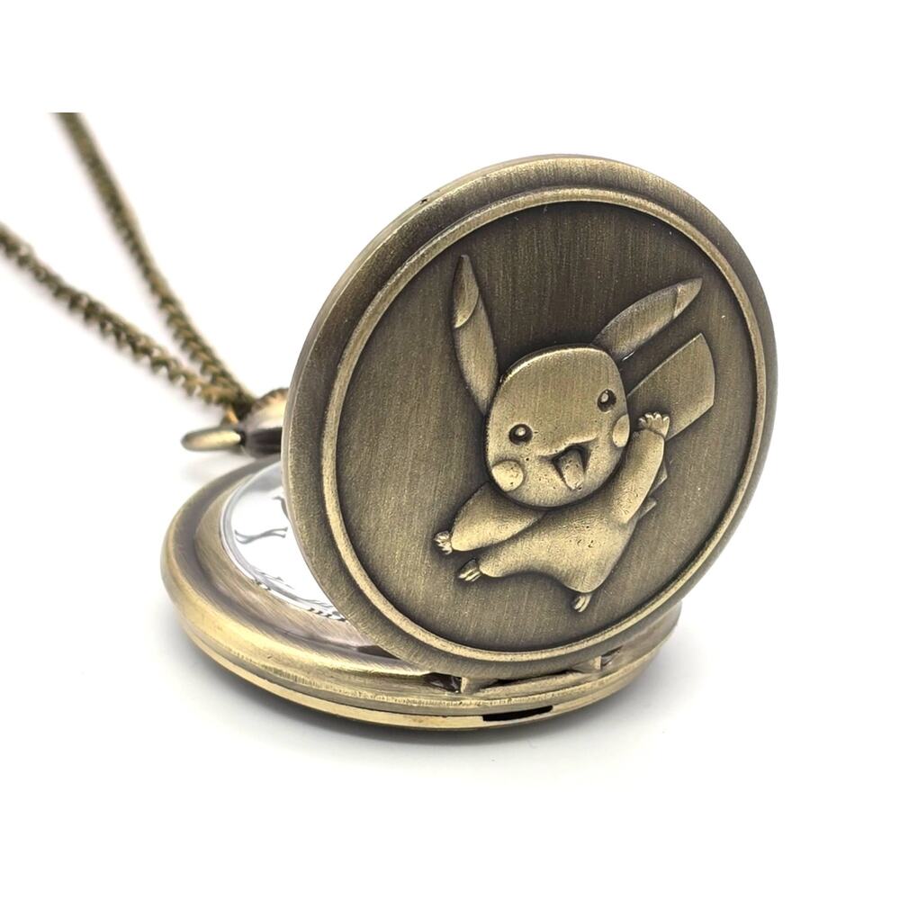 Pikachu Pokemon Pocket Watch - Yellow Lightning Thunderbolt Vintage Look Gift - Picture 2 of 10